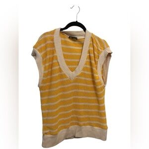 Zara Yellow and Cream Striped Knit Top